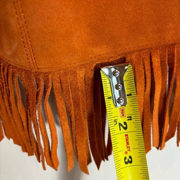 BAG TOTE PURSE Suede Orange Unbranded Shoulder Bag with Fringe - Picture 5 of 13